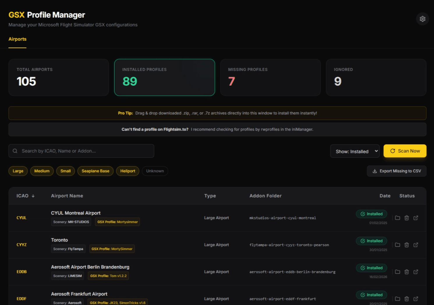 Free GSX Profile Manager Helps Track Missing Airport Profiles