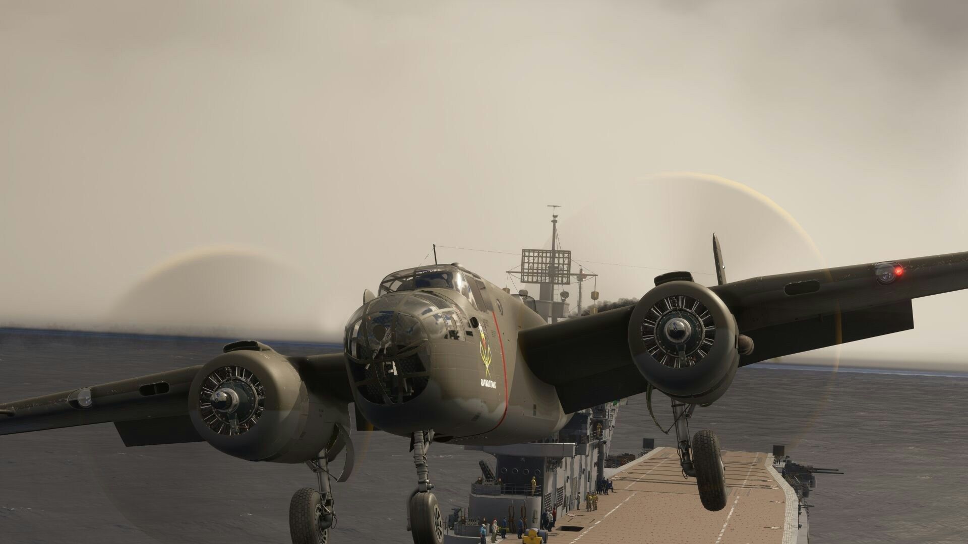 B-25J taking off from carrier